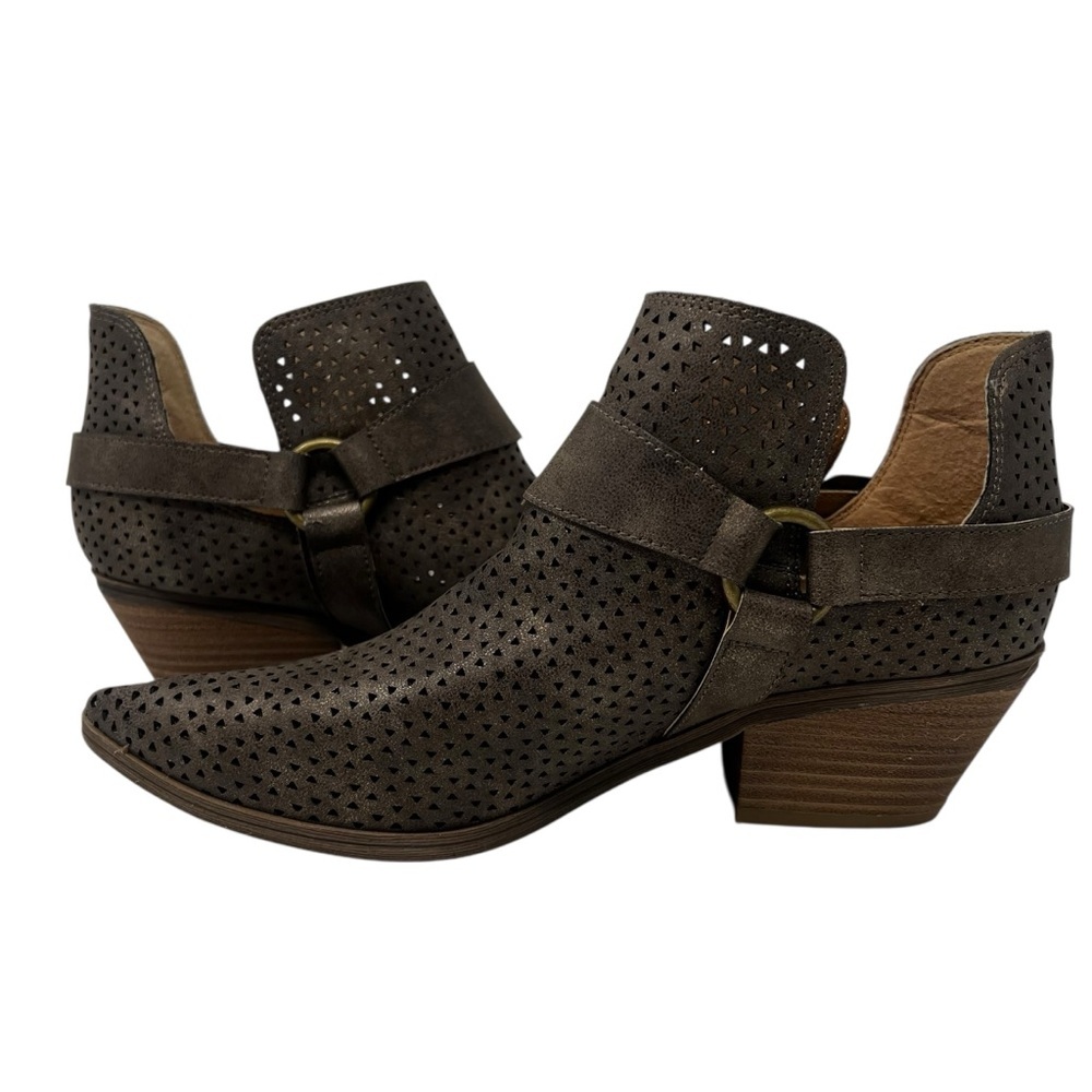 Sugar Metallic Perforated Ankle Booties - Brown - Picture 3 of 9